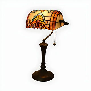 Vintage Stained Glass Tiffany Banker Decor Table Lamp Zawala Image - 21