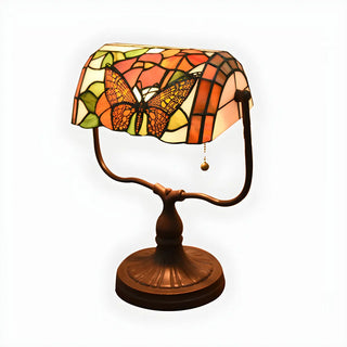 Vintage Stained Glass Tiffany Banker Decor Table Lamp Zawala Image - 22