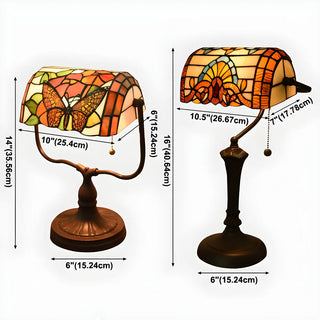 Vintage Stained Glass Tiffany Banker Decor Table Lamp Zawala #size