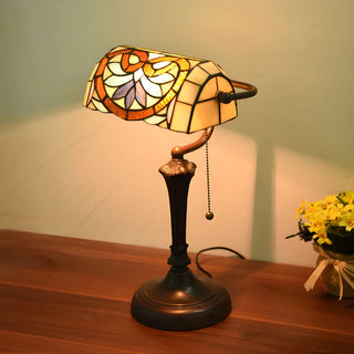 Vintage Stained Glass Tiffany Banker Decor Table Lamp Zawala Image - 9
