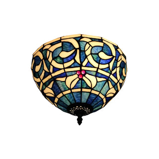 ZOWALA - Aisle Stained Glass Bowl Shape Flush Mount Lamp Image - 3