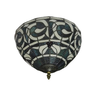 ZOWALA - Aisle Stained Glass Bowl Shape Flush Mount Lamp Image - 4