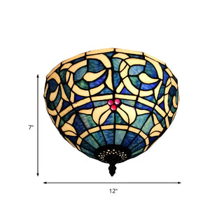 ZOWALA - Aisle Stained Glass Bowl Shape Flush Mount Lamp Image - 5