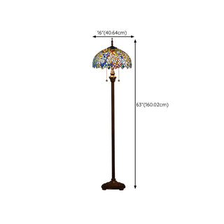ZOWALA - Vintage Stained Glass Floral Dome Floor Lamp #size