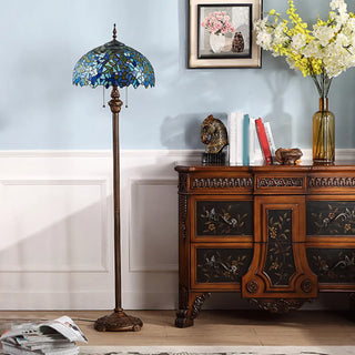 ZOWALA - Vintage Stained Glass Floral Dome Floor Lamp Image - 2