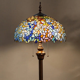 ZOWALA - Vintage Stained Glass Floral Dome Floor Lamp Image - 3