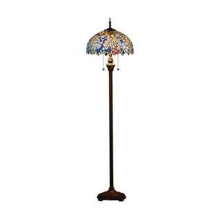ZOWALA - Vintage Stained Glass Floral Dome Floor Lamp Image - 6