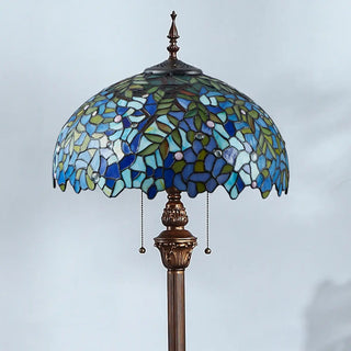 ZOWALA - Vintage Stained Glass Floral Dome Floor Lamp Image - 8