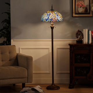 ZOWALA - Vintage Stained Glass Floral Dome Floor Lamp Image - 9