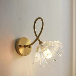 Vintage Clear Floral Glass and Gold Metal Vanity Light Zawala Image - 3