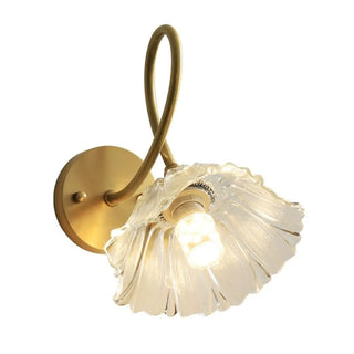 Vintage Clear Floral Glass and Gold Metal Vanity Light Zawala Image - 5