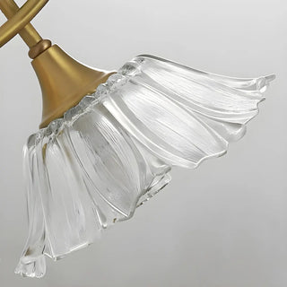 Vintage Clear Floral Glass and Gold Metal Vanity Light Zawala Image - 7