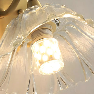 Vintage Clear Floral Glass and Gold Metal Vanity Light Zawala Image - 8