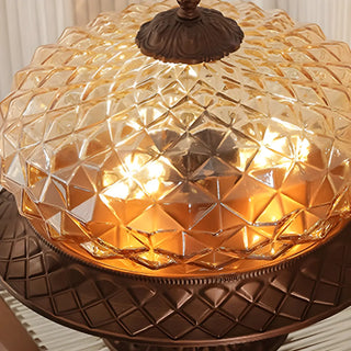Vintage Amber Walnut Glass Flush Mount Ceiling Light Zawala Image - 14