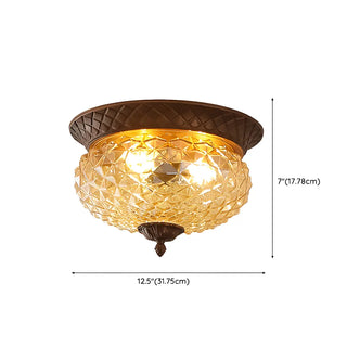 Vintage Amber Walnut Glass Flush Mount Ceiling Light Zawala #size