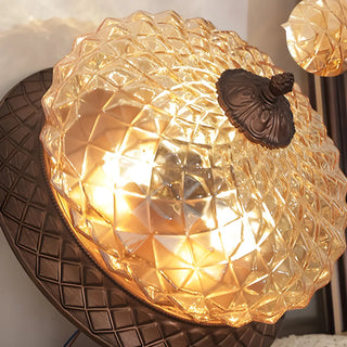 Vintage Amber Walnut Glass Flush Mount Ceiling Light Zawala Image - 9