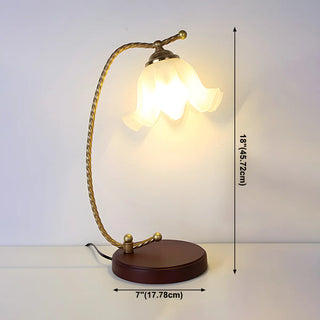 Golden Antique Flower Glass Shade Curved Arm Table Lamp Zawala #size