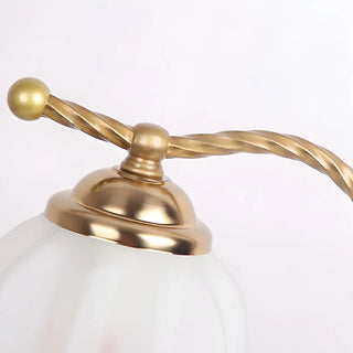 Golden Antique Flower Glass Shade Curved Arm Table Lamp Zawala Image - 9