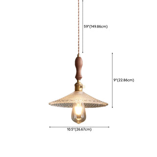 ZOWALA - Vintage Cone Glass Dining Room Walnut Pendant Light #size