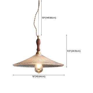 ZOWALA - Vintage Cone Glass Dining Room Walnut Pendant Light Image - 13