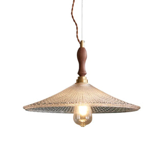 ZOWALA - Vintage Cone Glass Dining Room Walnut Pendant Light Image - 8