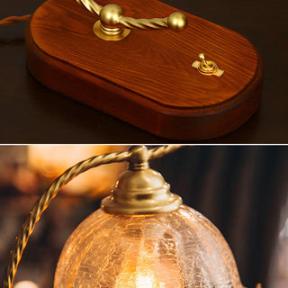 Elegant Flower Glass Shade Gold Curved Arm Table Lamp Zawala Image - 8