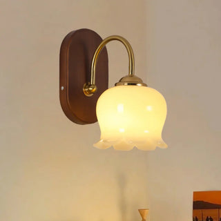 ZOWALA - Modern Glass Wood Indoor Wall Light Image - 1