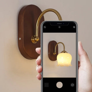 ZOWALA - Modern Glass Wood Indoor Wall Light Image - 5