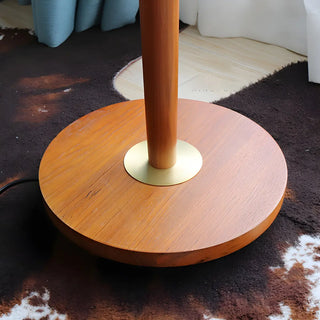 Vintage Walnut Metal Floor Lamp with Pleated Shade Zawala Image - 8