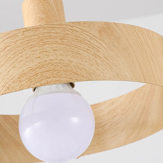 ZOWALA - Scandinavian Circle Metal Bedroom Walnut Pendant Light Image - 12