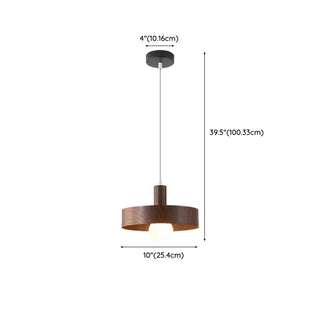ZOWALA - Scandinavian Circle Metal Bedroom Walnut Pendant Light #size