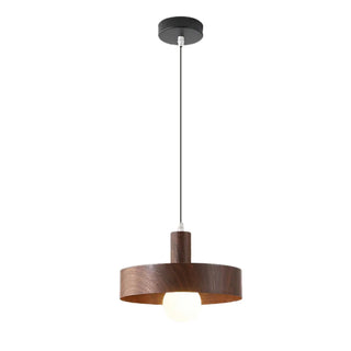 ZOWALA - Scandinavian Circle Metal Bedroom Walnut Pendant Light Image - 5
