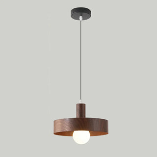 ZOWALA - Scandinavian Circle Metal Bedroom Walnut Pendant Light Image - 6