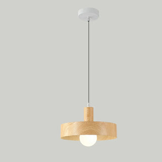 ZOWALA - Scandinavian Circle Metal Bedroom Walnut Pendant Light Image - 7