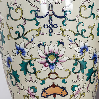 Modern White Drum Fabric Ceramic Vase Base Table Lamp Zawala Image - 11