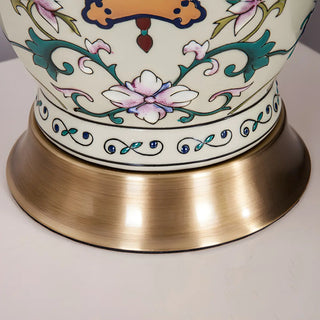 Modern White Drum Fabric Ceramic Vase Base Table Lamp Zawala Image - 12