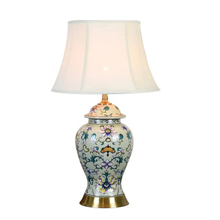 Modern White Drum Fabric Ceramic Vase Base Table Lamp Zawala Image - 14