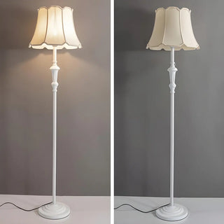 ZOWALA - Classic White Scalloped Fabric Bedside Floor Lamp Image - 10