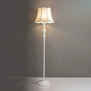 ZOWALA - Classic White Scalloped Fabric Bedside Floor Lamp Image - 11