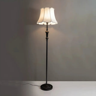 ZOWALA - Classic White Scalloped Fabric Bedside Floor Lamp Image - 12