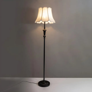 ZOWALA - Classic White Scalloped Fabric Bedside Floor Lamp Image - 13