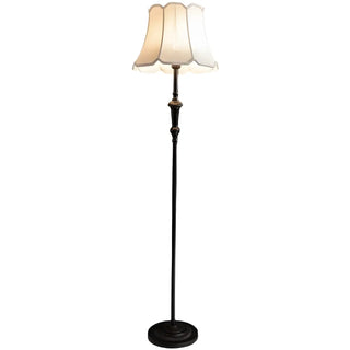 ZOWALA - Classic White Scalloped Fabric Bedside Floor Lamp Image - 14