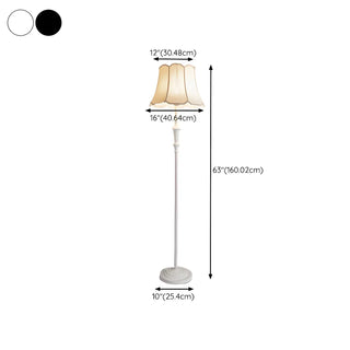 ZOWALA - Classic White Scalloped Fabric Bedside Floor Lamp #size