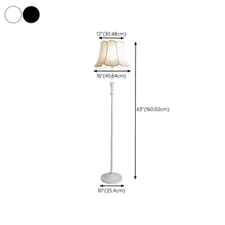 ZOWALA - Classic White Scalloped Fabric Bedside Floor Lamp Image - 16