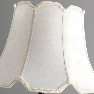 ZOWALA - Classic White Scalloped Fabric Bedside Floor Lamp Image - 5