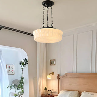 ZOWALA - Vintage Round Glass Pendant Light for Bedroom, White Image - 1