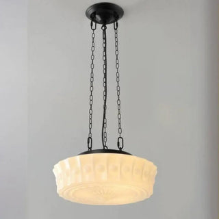 ZOWALA - Vintage Round Glass Pendant Light for Bedroom, White Image - 3