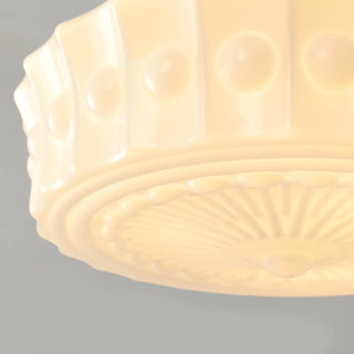 ZOWALA - Vintage Round Glass Pendant Light for Bedroom, White Image - 4