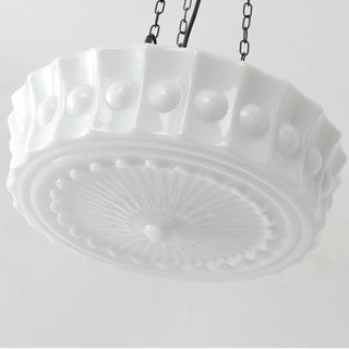 ZOWALA - Vintage Round Glass Pendant Light for Bedroom, White Image - 5