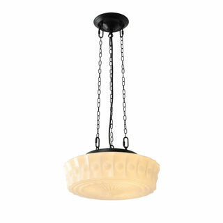 ZOWALA - Vintage Round Glass Pendant Light for Bedroom, White Image - 6